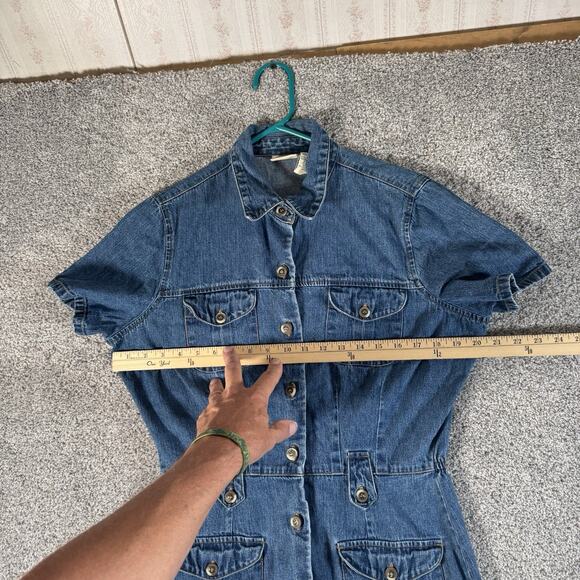 Vintage 90s Y2K St Johns Bay Denim Dress Sz 12 Utility Western Chic Streetwear - Picture 3 of 9